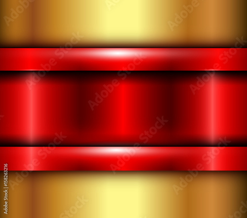 Background red metalic gold texture, vector polished metal