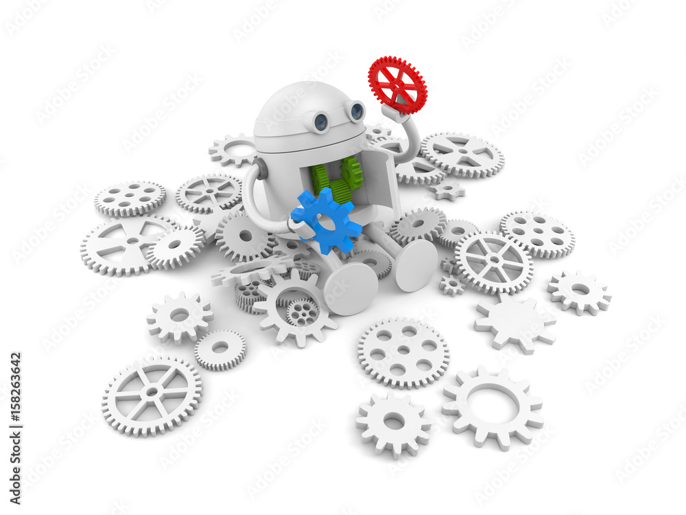 Robot with details of its mechanism. For your website projects. 3d illustration Robot with details of its mechanism. For your website projects. 3d illustration