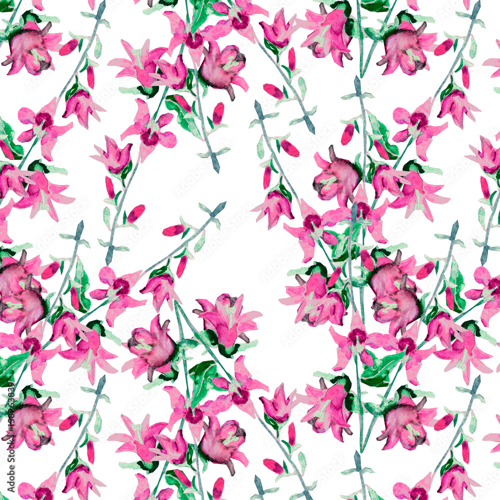 Bell flowers, watercolor background Bell flowers, watercolor background