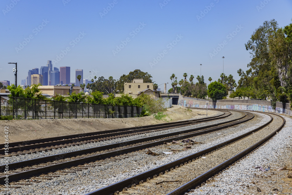 Railway and Los Angeles skyline Railway and Los Angeles skyline