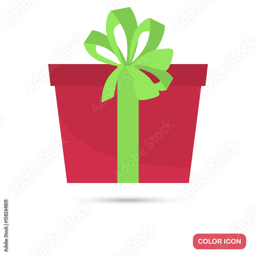 Gift box color flat icon for web and mobile design