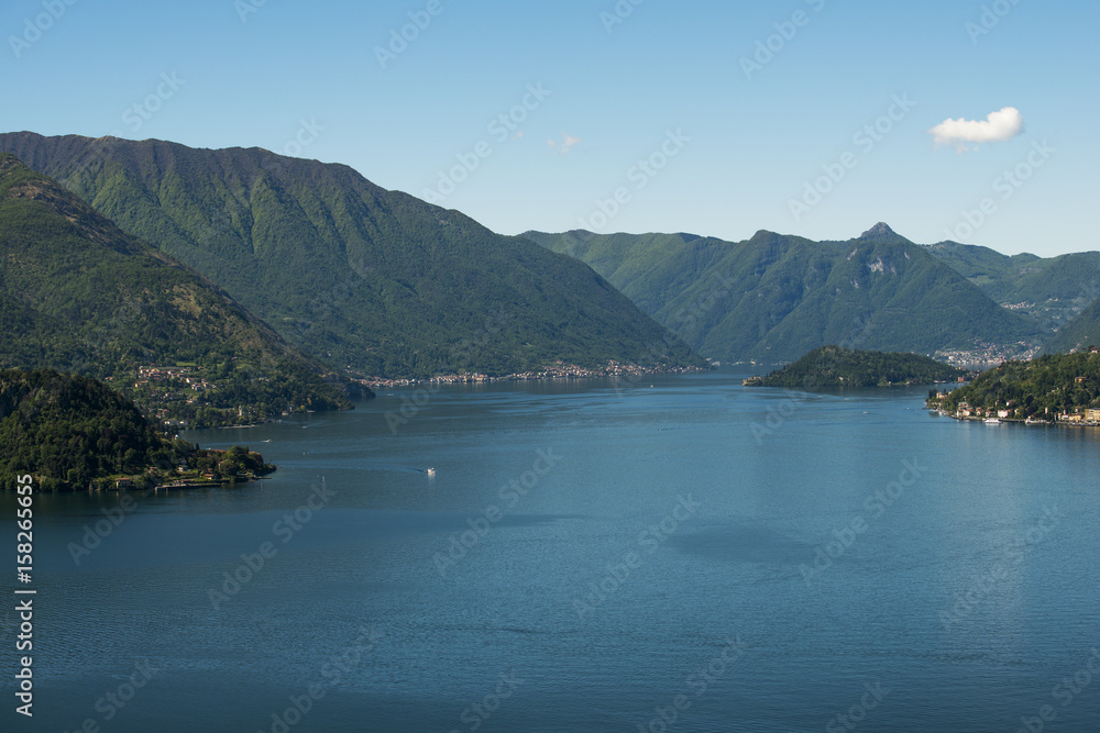 Panoramic view of the lake of Como_ promontory of Bellagio and peninsula of Lavedo