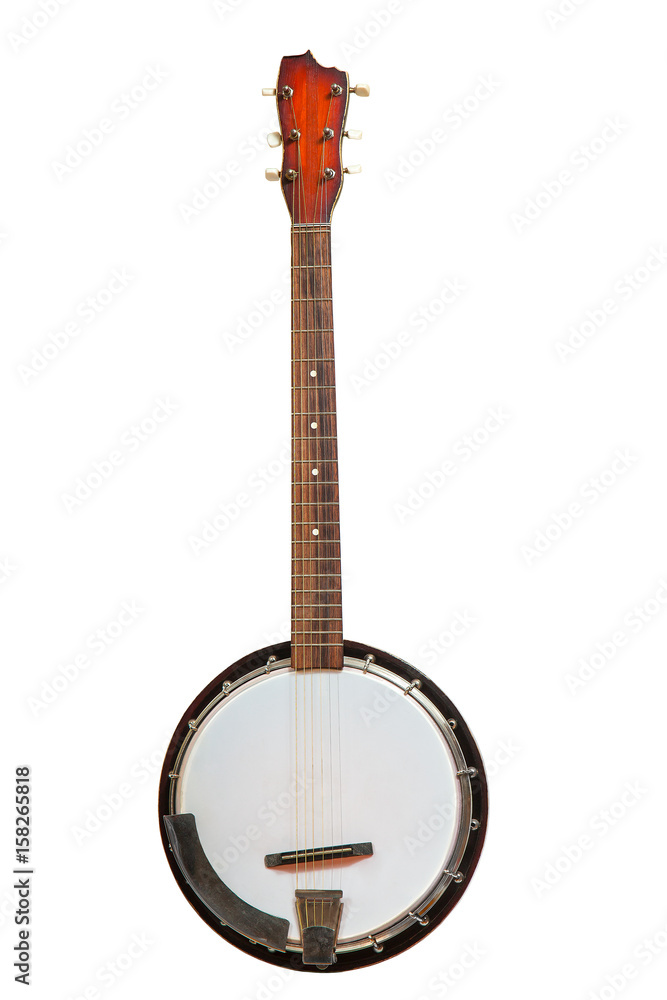 Fotografie string musical instrument banjo isolated on white background