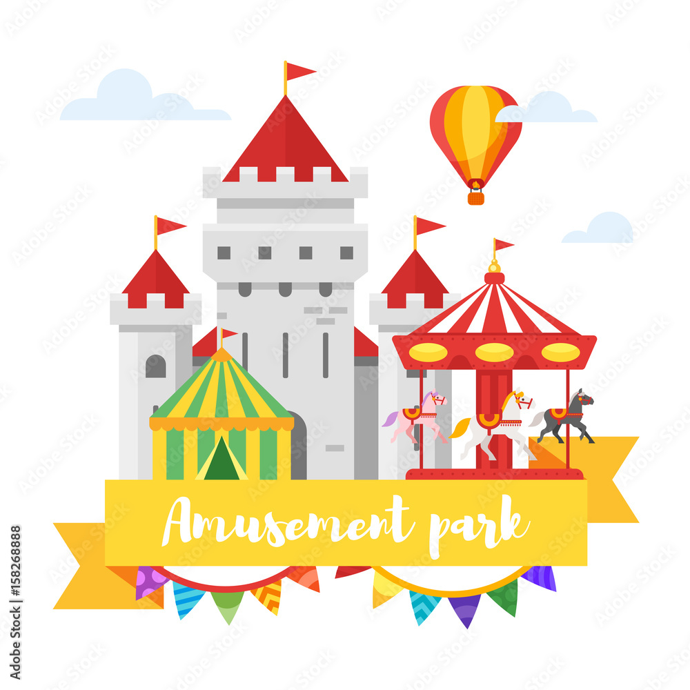 Fototapeta premium amusement park or funfair design. Isolated on white background.