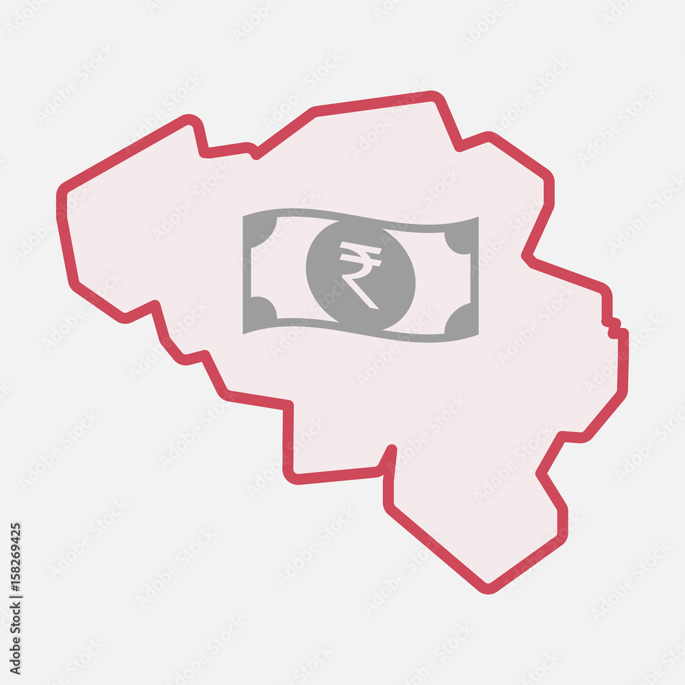 Isolated Belgium map with  a rupee bank note icon