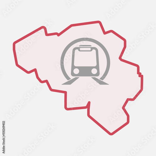 Isolated Belgium map with  a subway train icon