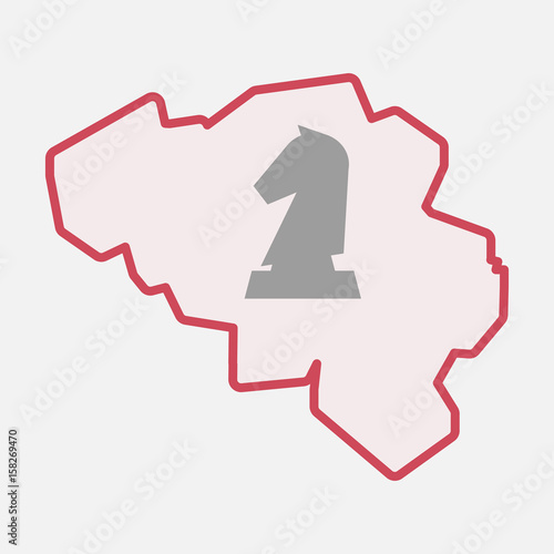 Isolated Belgium map with a  knight   chess figure
