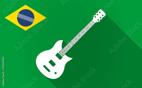 Long shadow Brazil map with  an electric guitar