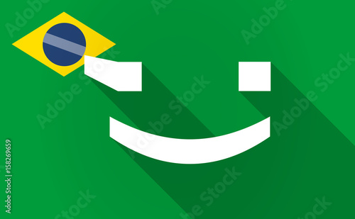 Long shadow Brazil map with  a wink text face emoticon