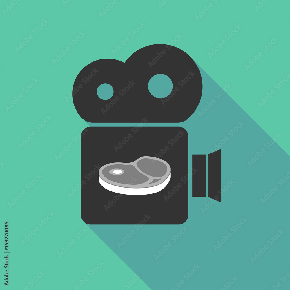 Long shadow camera with a steak icon Long shadow camera with a steak icon