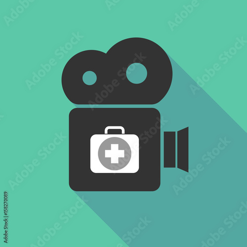 Long shadow camera with  a first aid kit icon