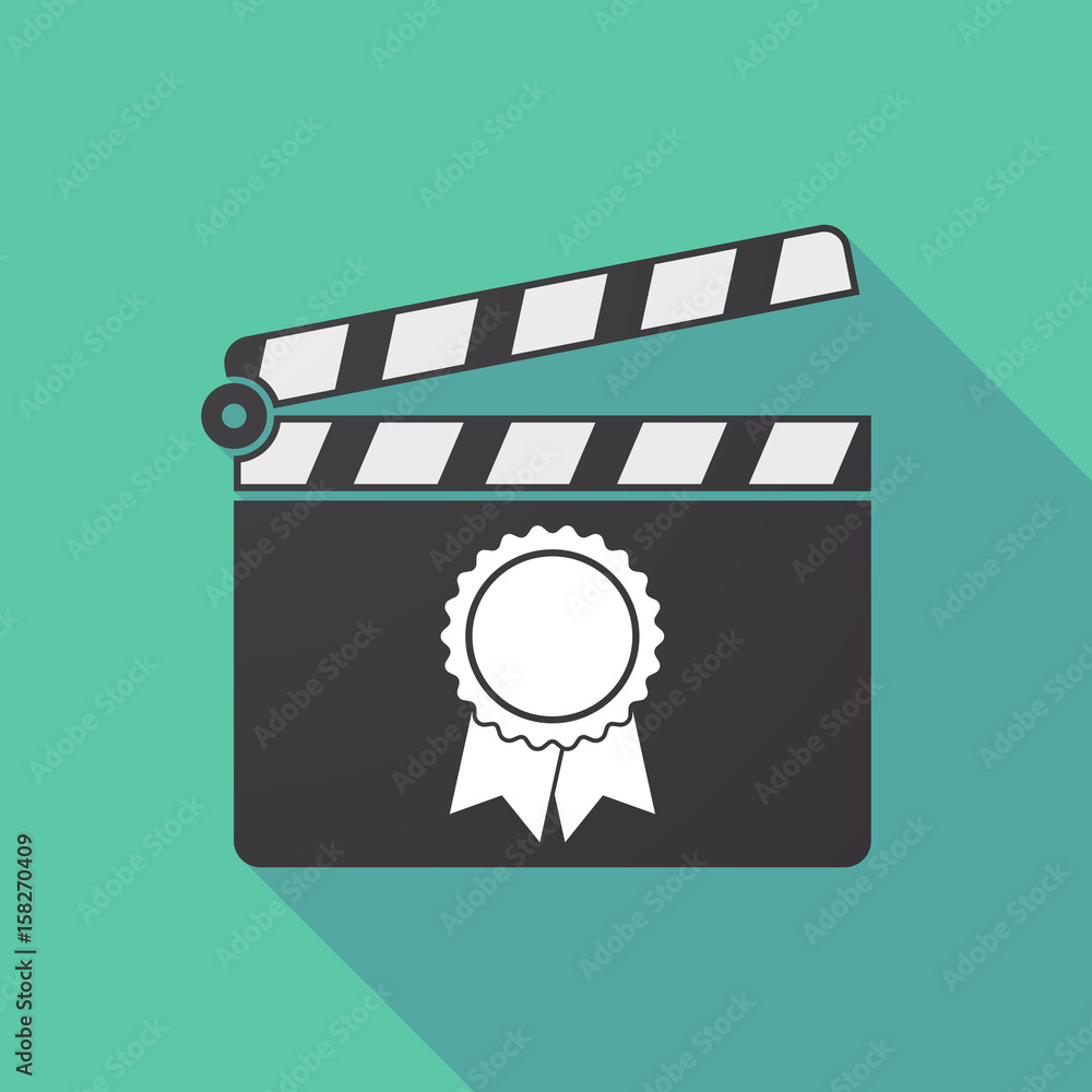 Fototapeta premium Long shadow clapper board with a ribbon award