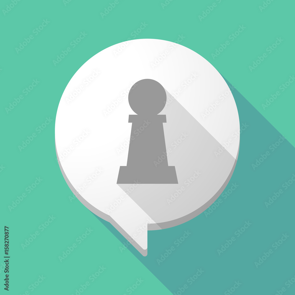 Long shadow comic balloon with a pawn chess figure Long shadow comic balloon with a pawn chess figure