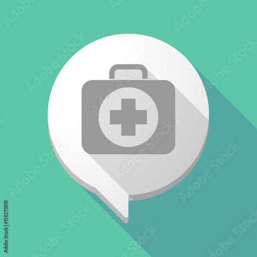 Long shadow comic balloon with  a first aid kit icon