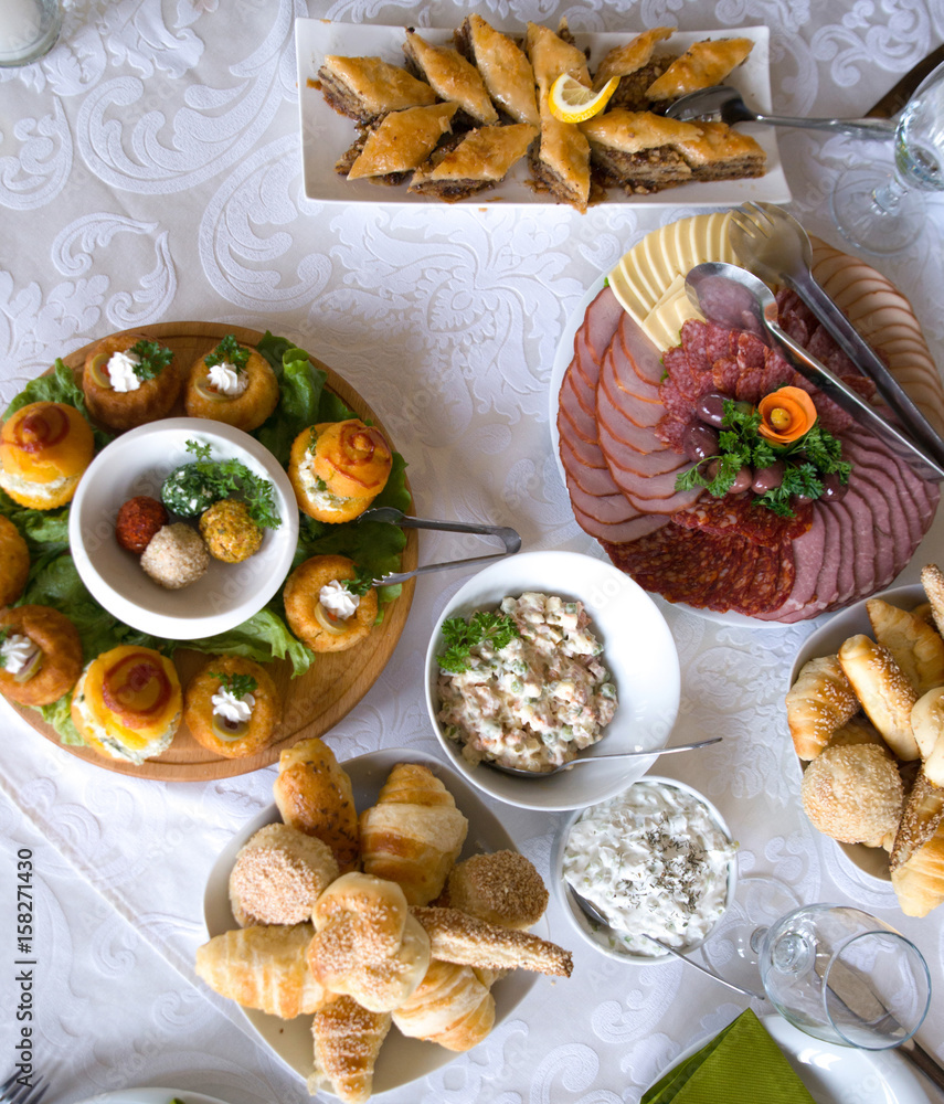 variety catering food on a table, food decoration, party concept, delicatessen variety catering food on a table, food decoration, party concept, delicatessen