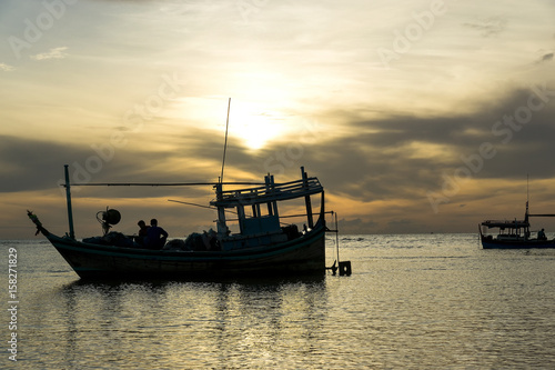 Morning light with fishing boat