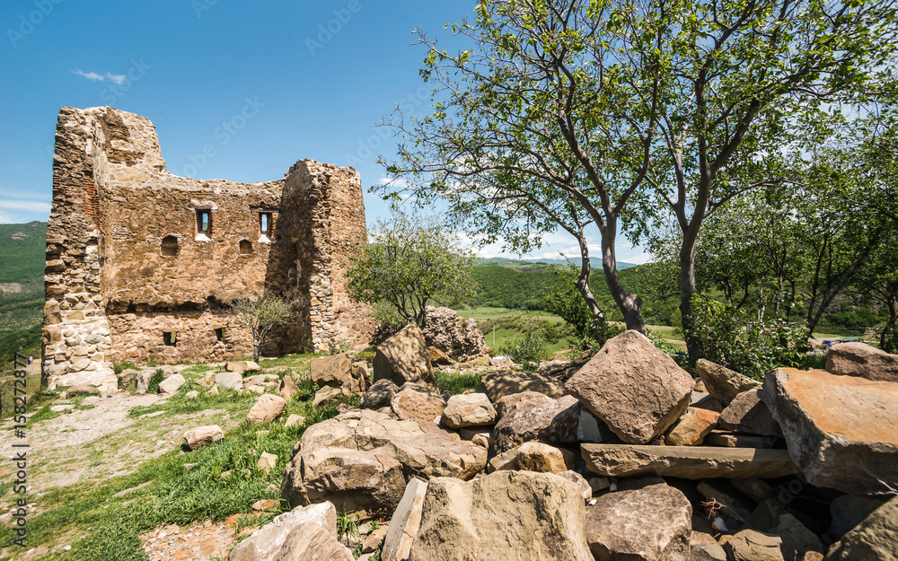 Ruins at Jvari Monastery near Mtskheta, eastern Georgia. A part of the World Heritage site by UNESCO.