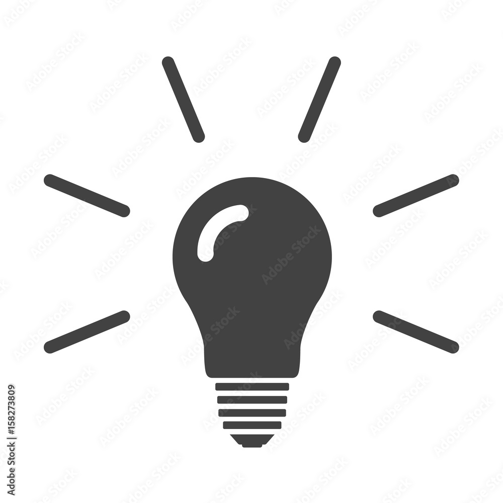 Light bulb lamp with ray of light. Illumination and idea sign. Flat style icon. Vector illustration Light bulb lamp with ray of light. Illumination and idea sign. Flat style icon. Vector illustration