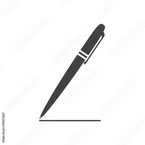 Classical ballpoint pen drawing the line. Flat style icon. Vector illustration