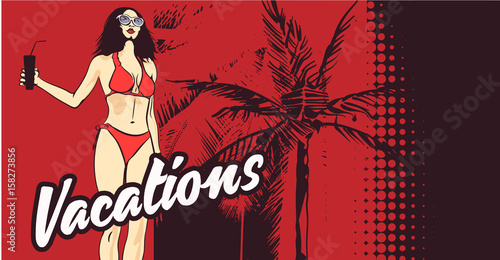 Woman bikini vector design template. Vector image