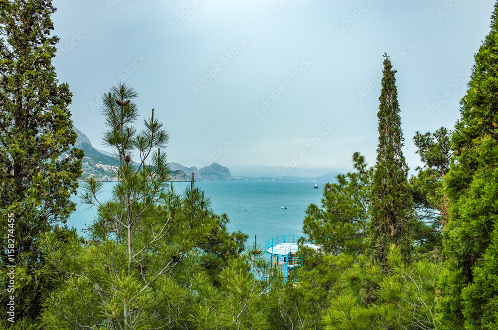 Obraz premium Green Bay of the black sea, Sudak on the horizon, Crimea