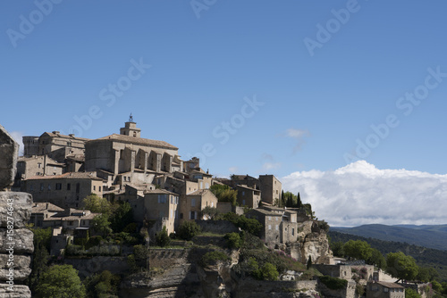 View on Gordes  a small typical town in Provence  France. Beautiful village  with view on roof and landscape
