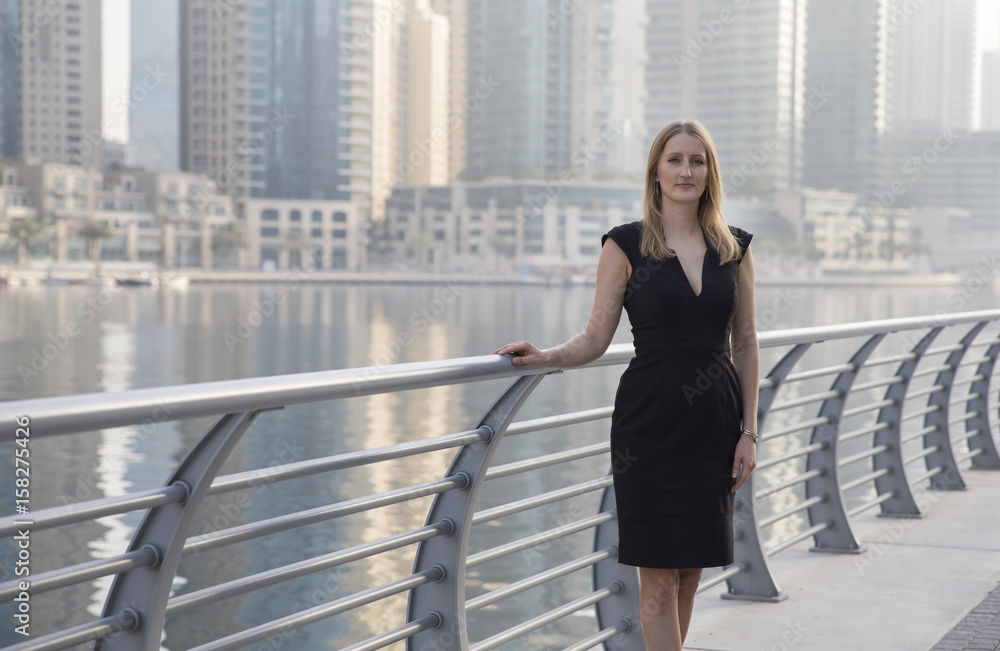 portrait of a businesswoman in Dubai Marina