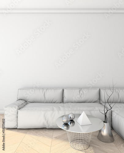 mock up modern interior with sofa. loft. 3D render