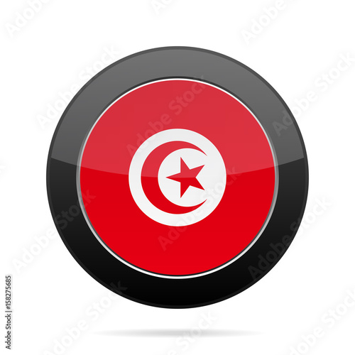 Free Download Flag of Tunisia. Shiny black round button. - GFXLoad