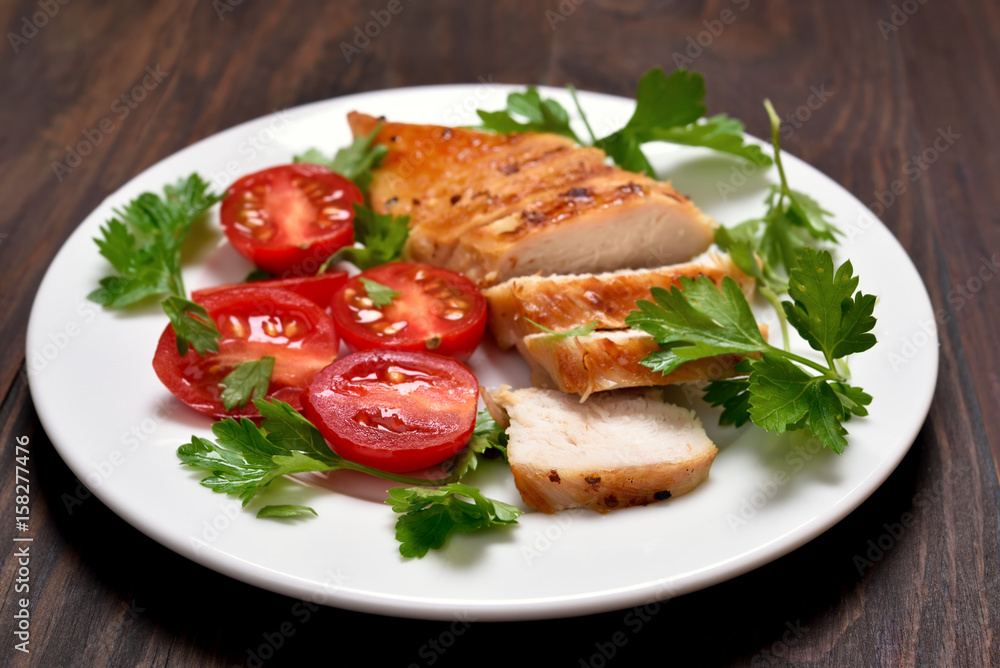 Sliced roasted chicken breast