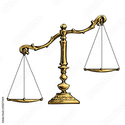 Unbalansed gold scales.