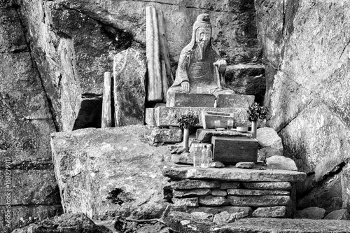 Old Statue of Wizard at Horaiji in Japan