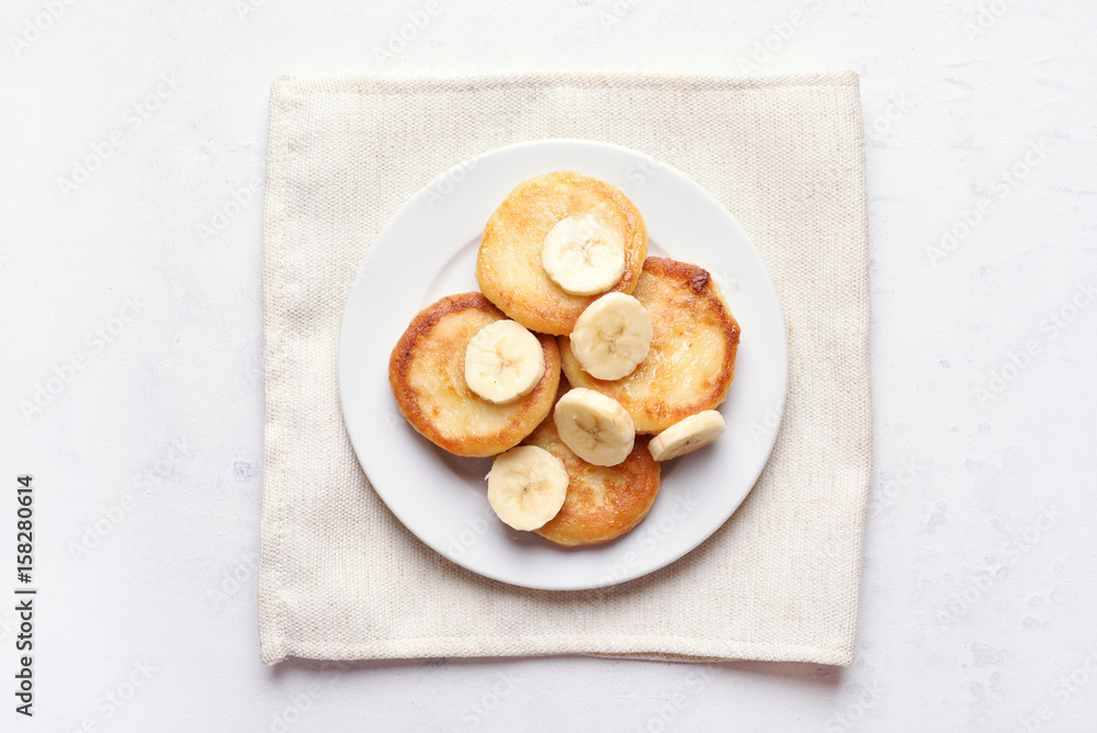 Curd cheese pancakes, top view Curd cheese pancakes, top view