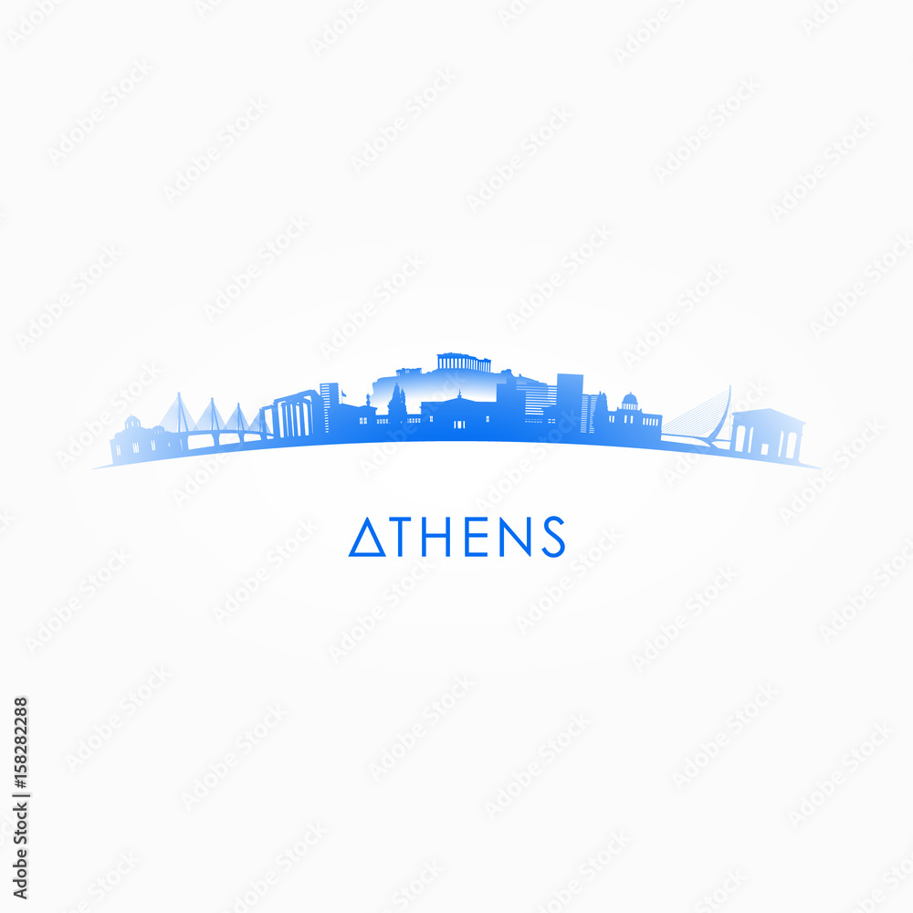 Athens, Greece skyline silhouette. Vector design city on white background.