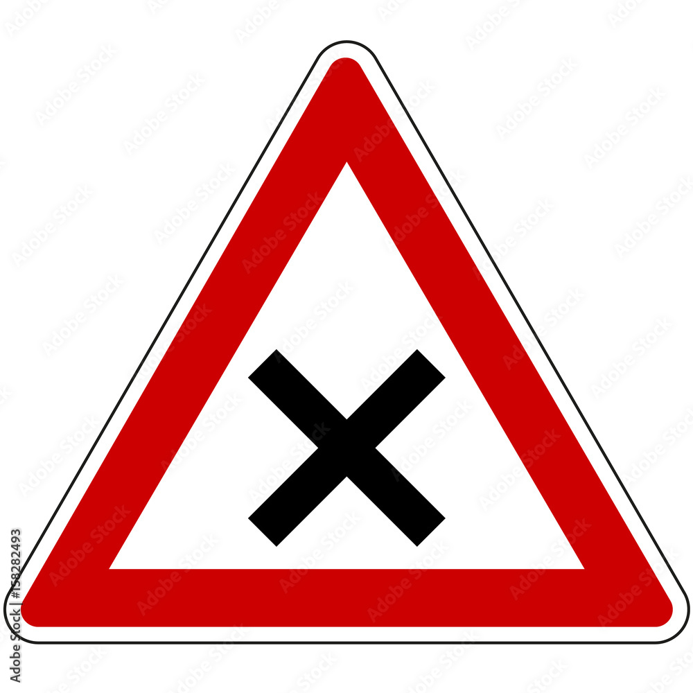 Fototapeta premium Kreuzung mit Vorfahrt von rechts, Gefahrzeichen 102 nach StVo