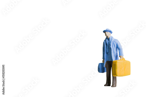 Miniature people isolated on white background with clipping path