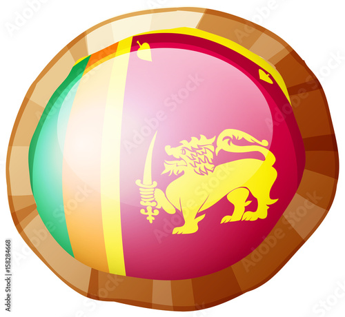 Flag of Srilanka in round frame