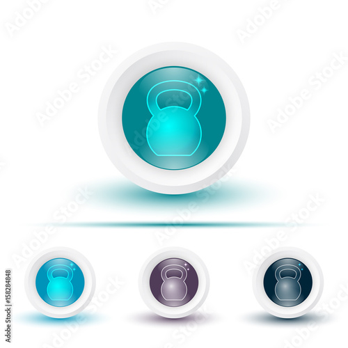 Vector glossy icon or button with kettlebell pictogram