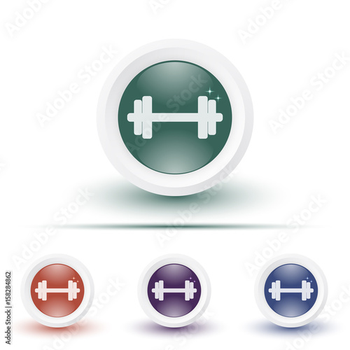 Vector glossy icon or button with dumbbell pictogram
