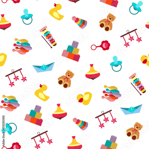 Colorful pattern with different kind of toys