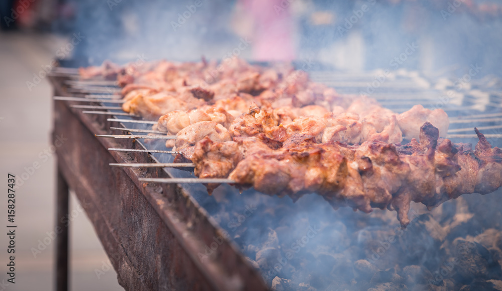 Preparation of shish kebab Preparation of shish kebab