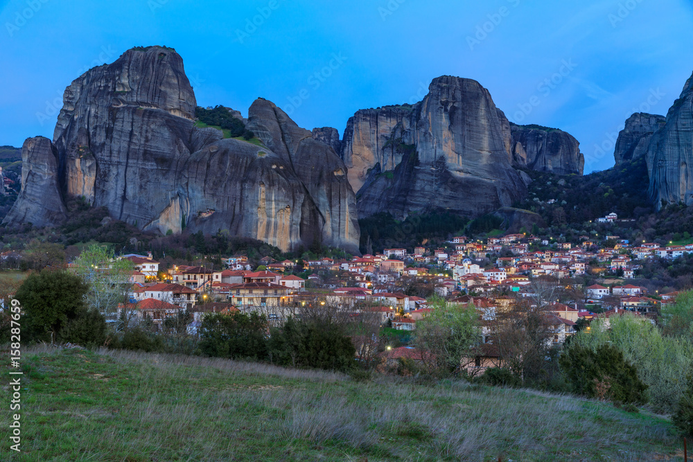 The Meteora is a formation of immense monolithic pillars and hills-like huge rounded boulders which dominate the local area. It is one of the largest complexes of  monasteries in Greece.
