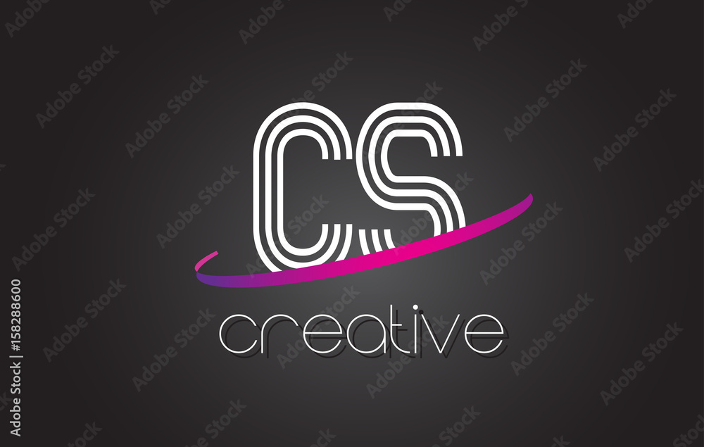 CS C S Letter Logo with Lines Design And Purple Swoosh. CS C S Letter Logo with Lines Design And Purple Swoosh.