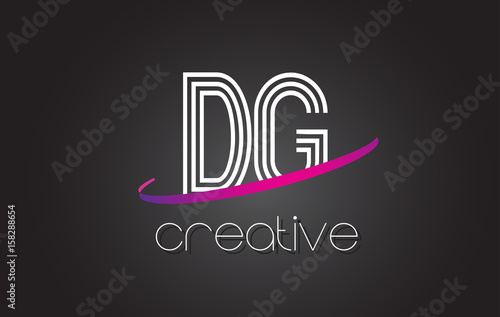 DG D G Letter Logo with Lines Design And Purple Swoosh.