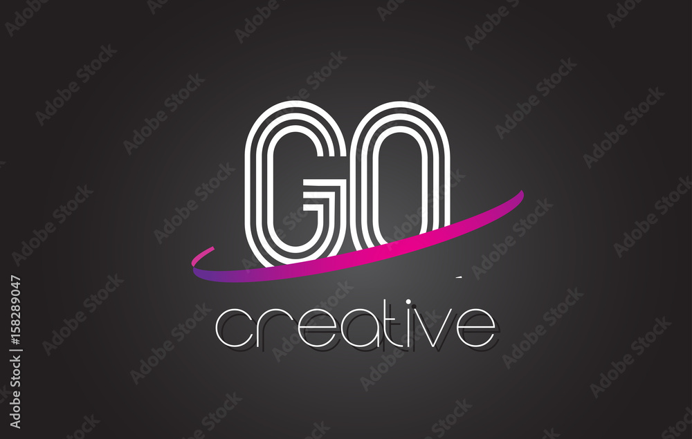 GQ G Q Letter Logo with Lines Design And Purple Swoosh. GQ G Q Letter Logo with Lines Design And Purple Swoosh.