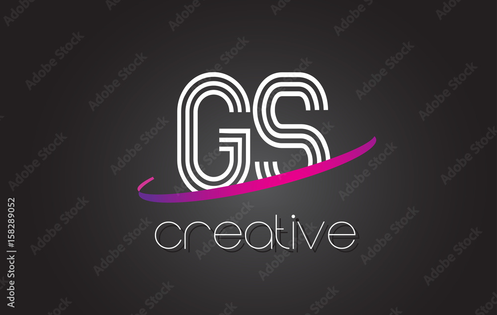 GS G S Letter Logo with Lines Design And Purple Swoosh.