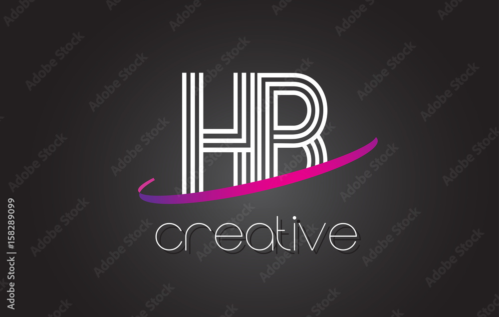 HB H B Letter Logo with Lines Design And Purple Swoosh. HB H B Letter Logo with Lines Design And Purple Swoosh.