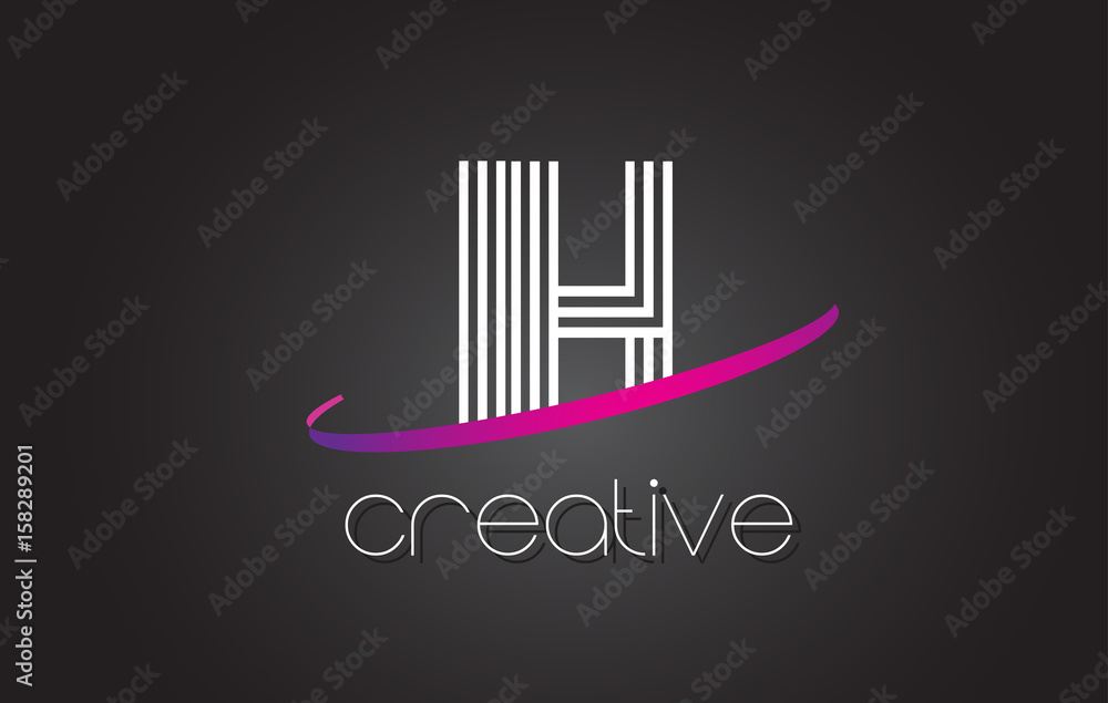 IH I H Letter Logo with Lines Design And Purple Swoosh. IH I H Letter Logo with Lines Design And Purple Swoosh.