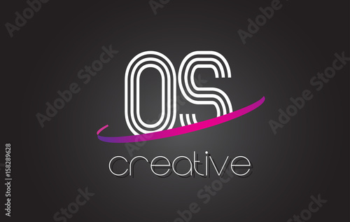 OS O S Letter Logo with Lines Design And Purple Swoosh.
