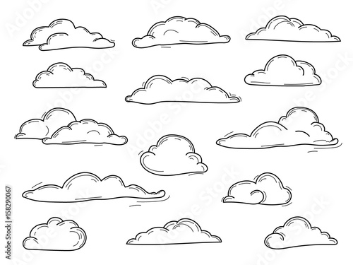 Doodle Collection of Hand Drawn Vector Clouds , vector set